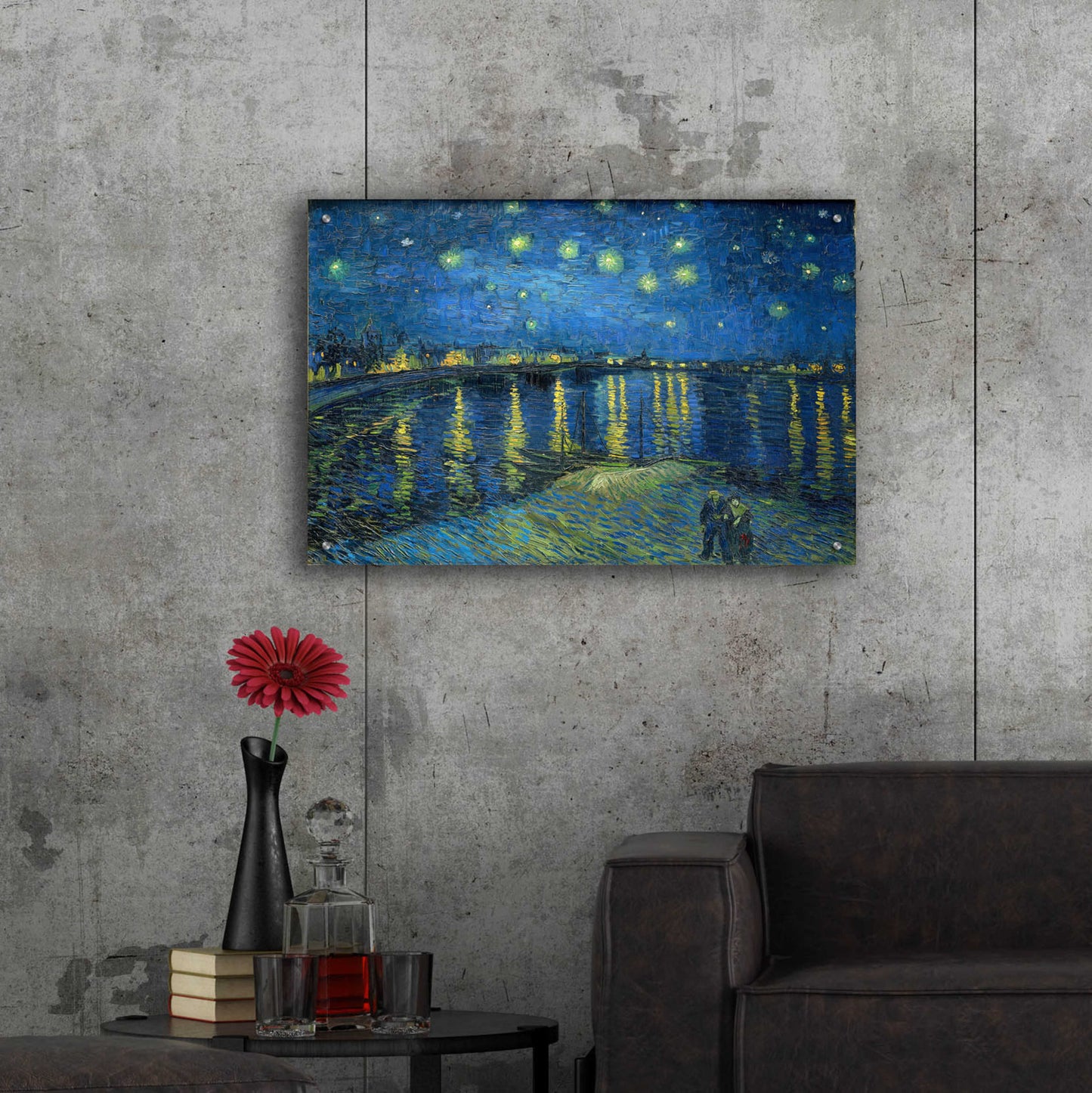 Epic Art 'Starry Night Over the Rhone' by Vincent VanGogh, Acrylic Glass Wall Art,36x24