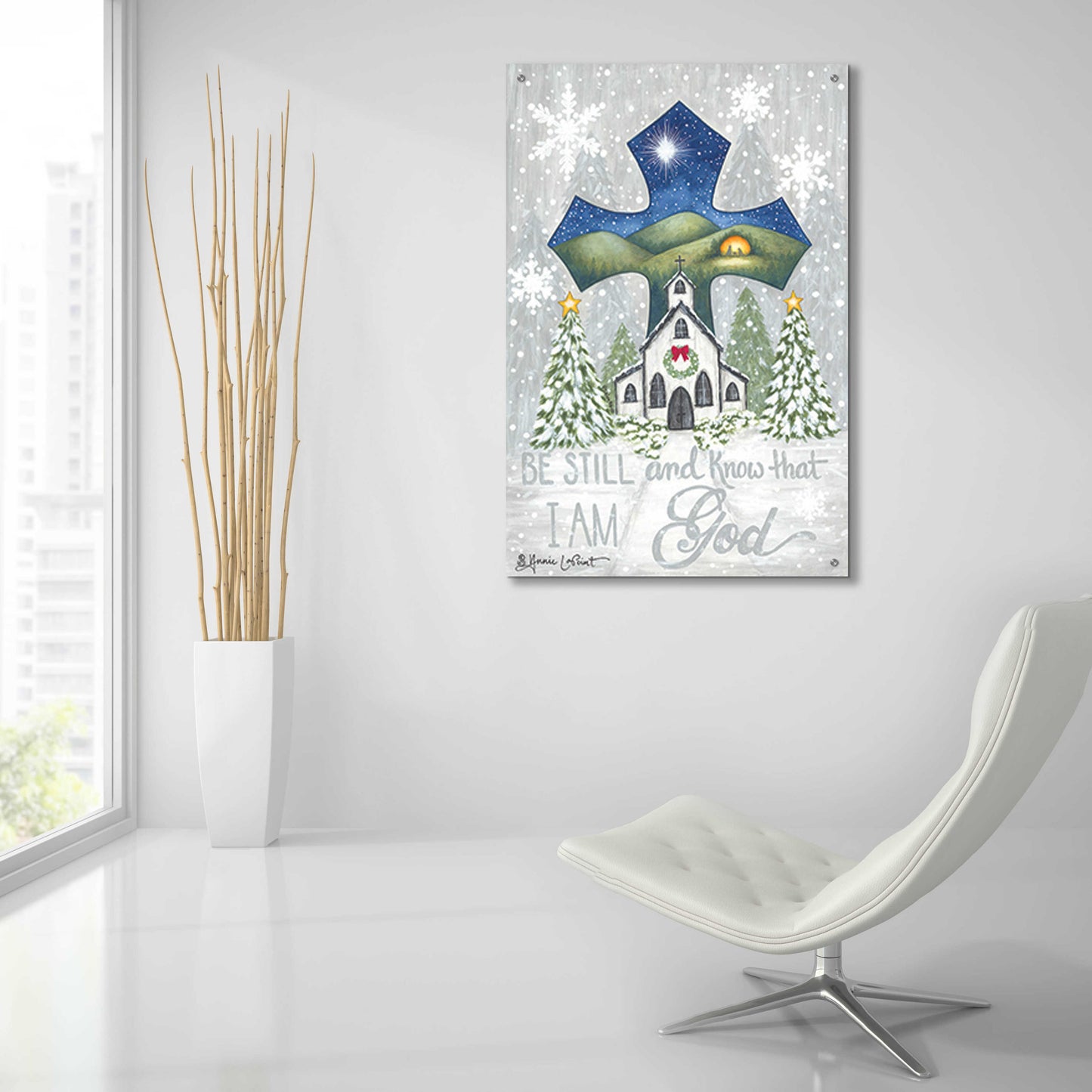 Epic Art 'Christmas Cross' by Annie LaPoint, Acrylic Glass Wall Art,24x36