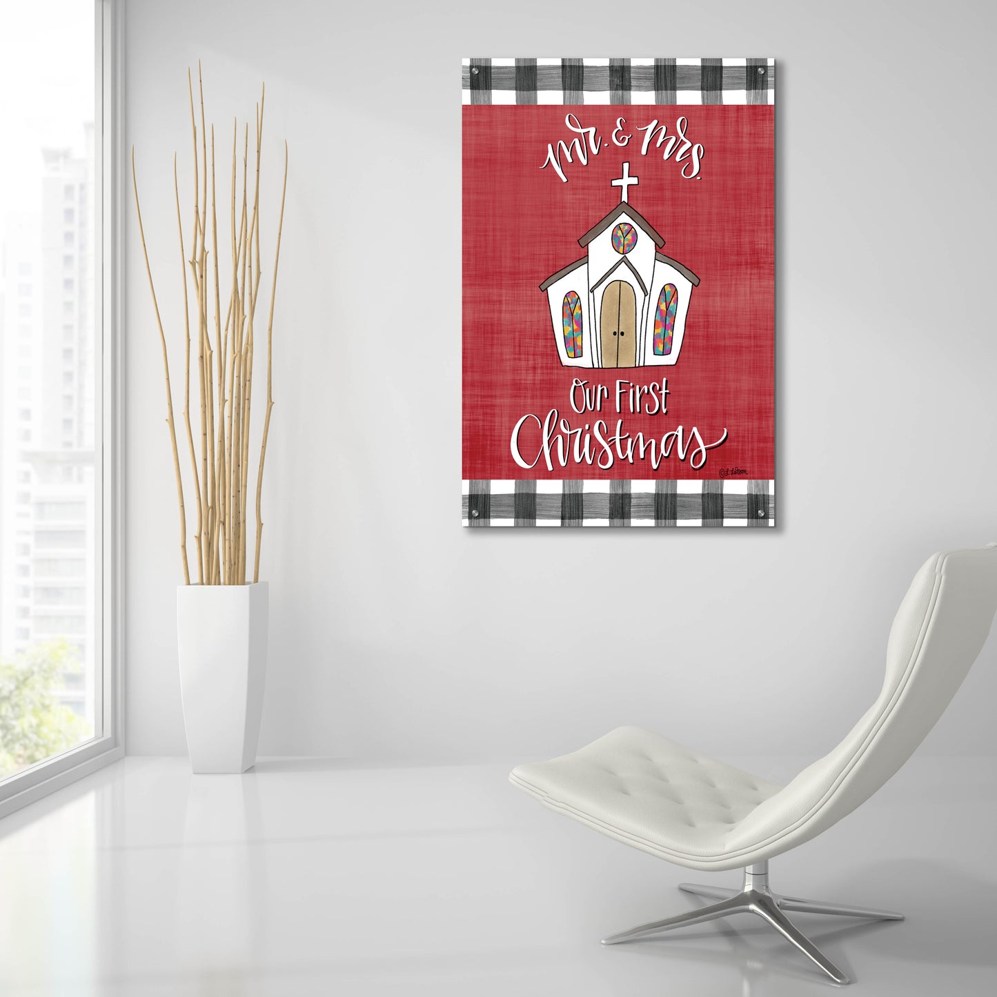Epic Art 'Mr & Mrs Christmas' by L. Larson, Acrylic Glass Wall Art,24x36