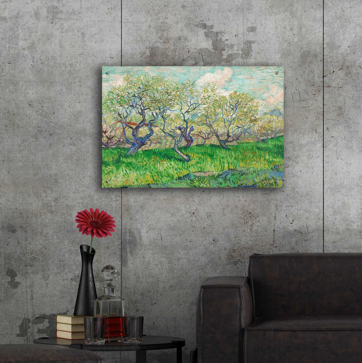 Epic Art 'Orchard In Blossom' by Vincent Van Gogh, Acrylic Glass Wall Art,36x24