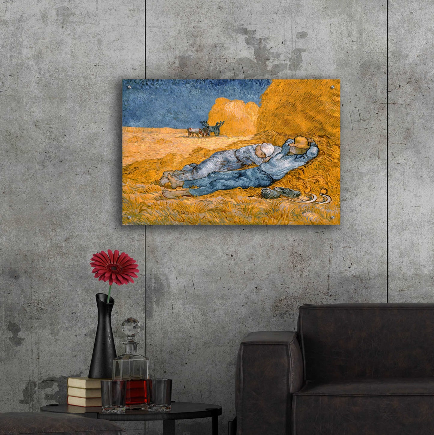 Epic Art 'Noon, Rest From Work' by Vincent Van Gogh, Acrylic Glass Wall Art,36x24