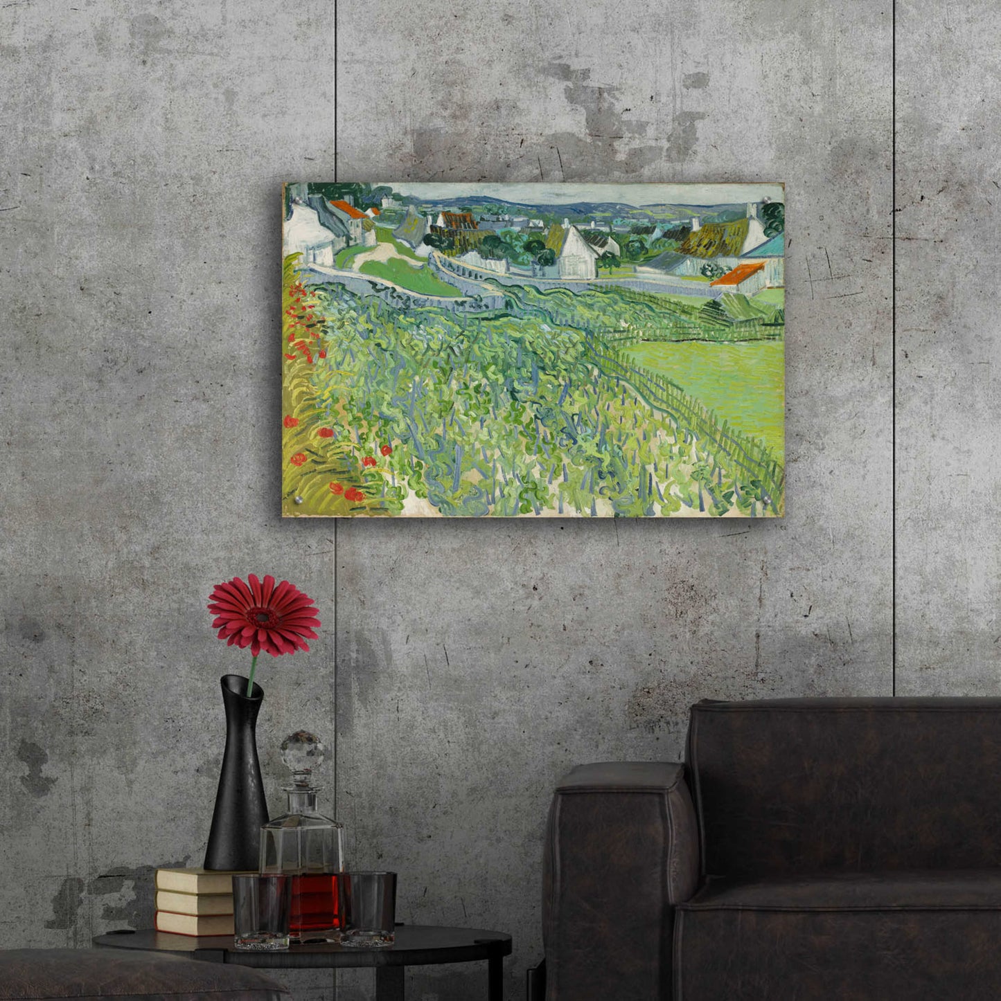 Epic Art 'Vineyards At Auvers' by Vincent Van Gogh, Acrylic Glass Wall Art,36x24