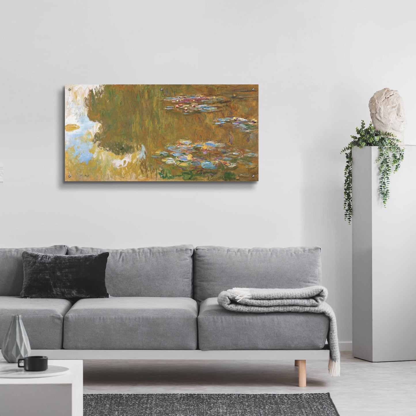 Epic Art 'The Water Lily Pond' by Claude Monet, Acrylic Glass Wall Art,48x24
