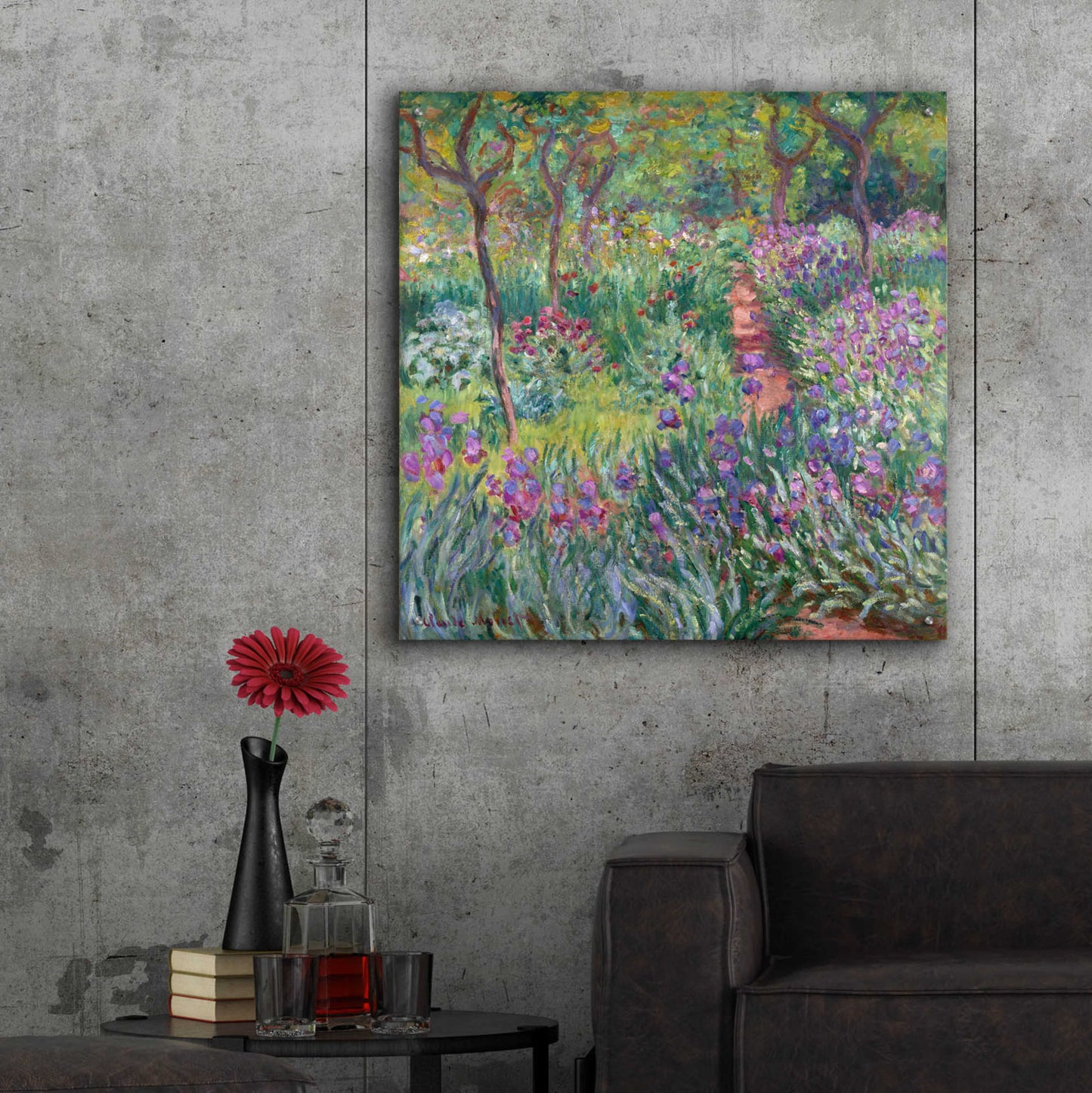 Epic Art 'The Artist’s Garden In Giverny' by Claude Monet, Acrylic Glass Wall Art,36x36