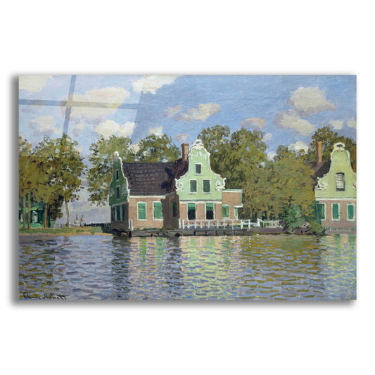 Epic Art 'Houses By The Bank Of The River Zaan' by Claude Monet, Acrylic Glass Wall Art