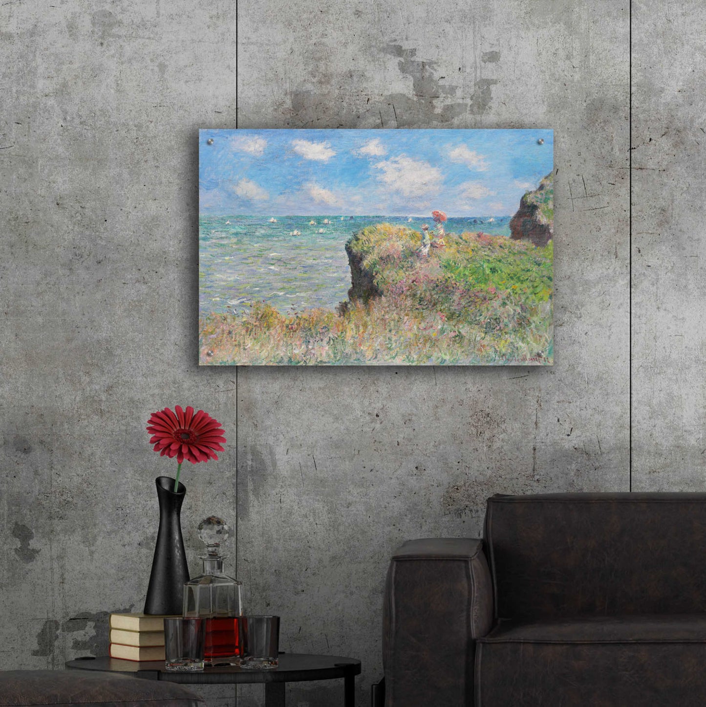 Epic Art 'Cliff Walk At Pourville' by Claude Monet, Acrylic Glass Wall Art,36x24