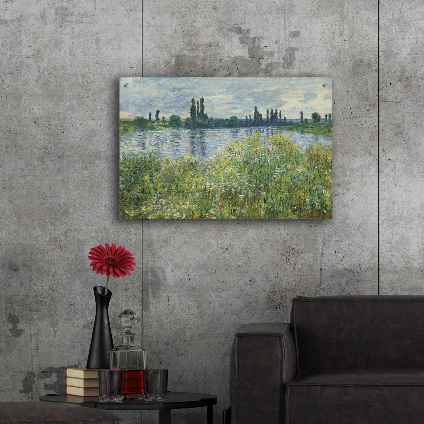 Epic Art 'Banks Od The Seine, Vetheuil' by Claude Monet, Acrylic Glass Wall Art,36x24