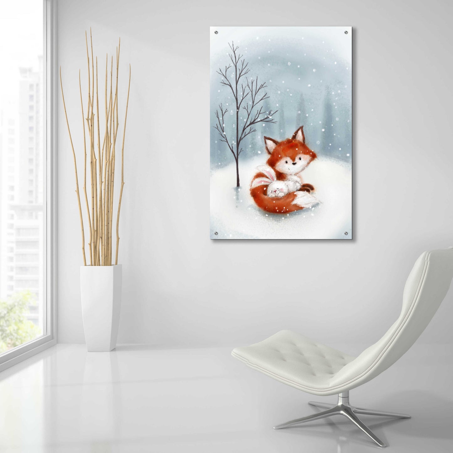 Epic Art 'Fox And Rabbit 1' by Makiko, Acrylic Glass Wall Art,24x36