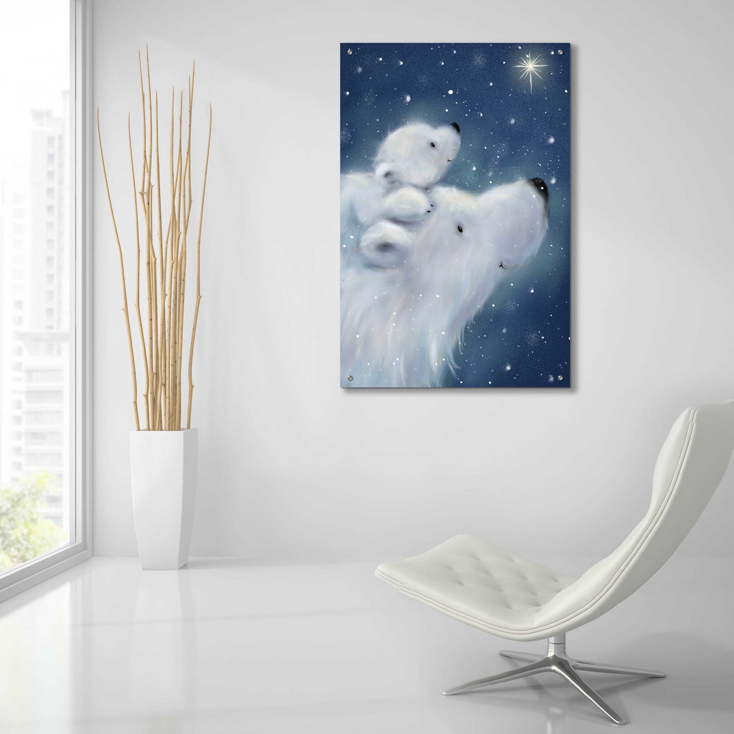 Epic Art 'Polar Bear And Cub 2' by Makiko, Acrylic Glass Wall Art,24x36