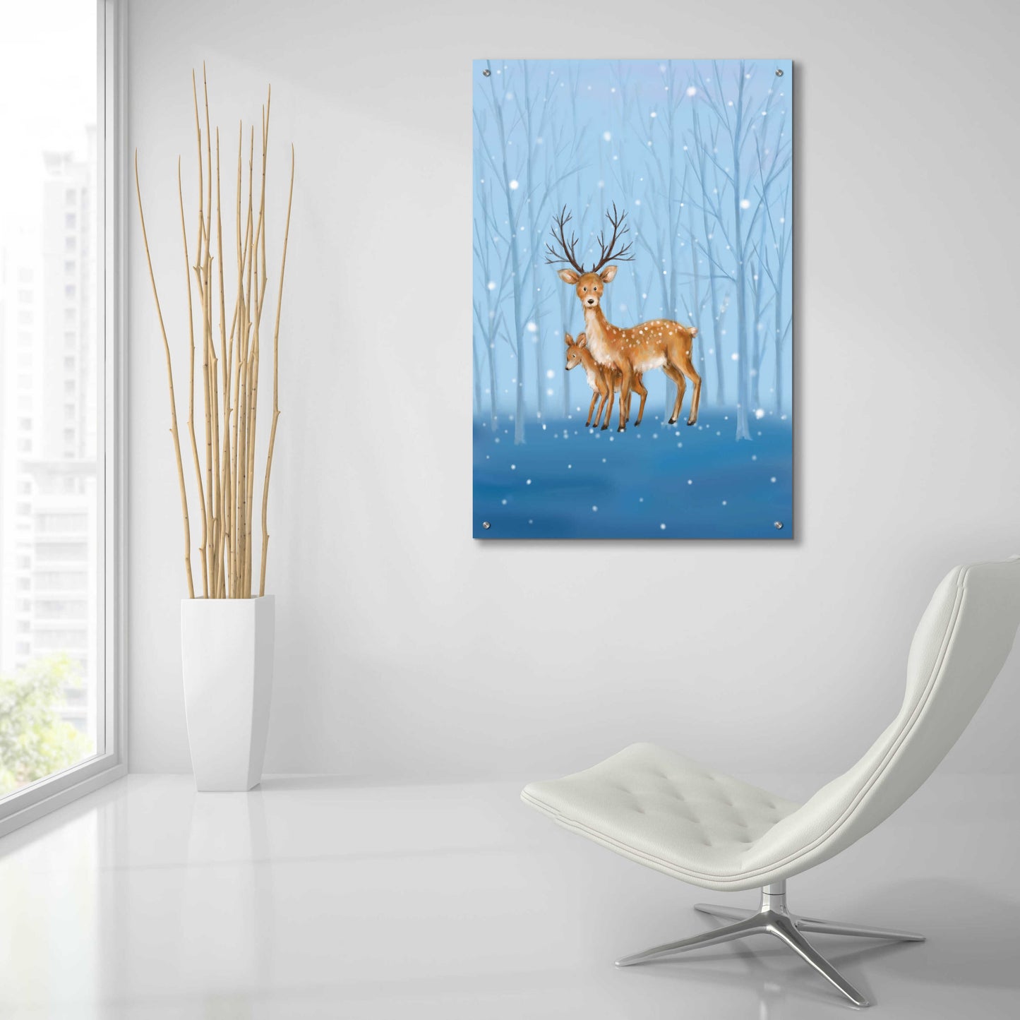 Epic Art 'Reindeers' by Makiko, Acrylic Glass Wall Art,24x36