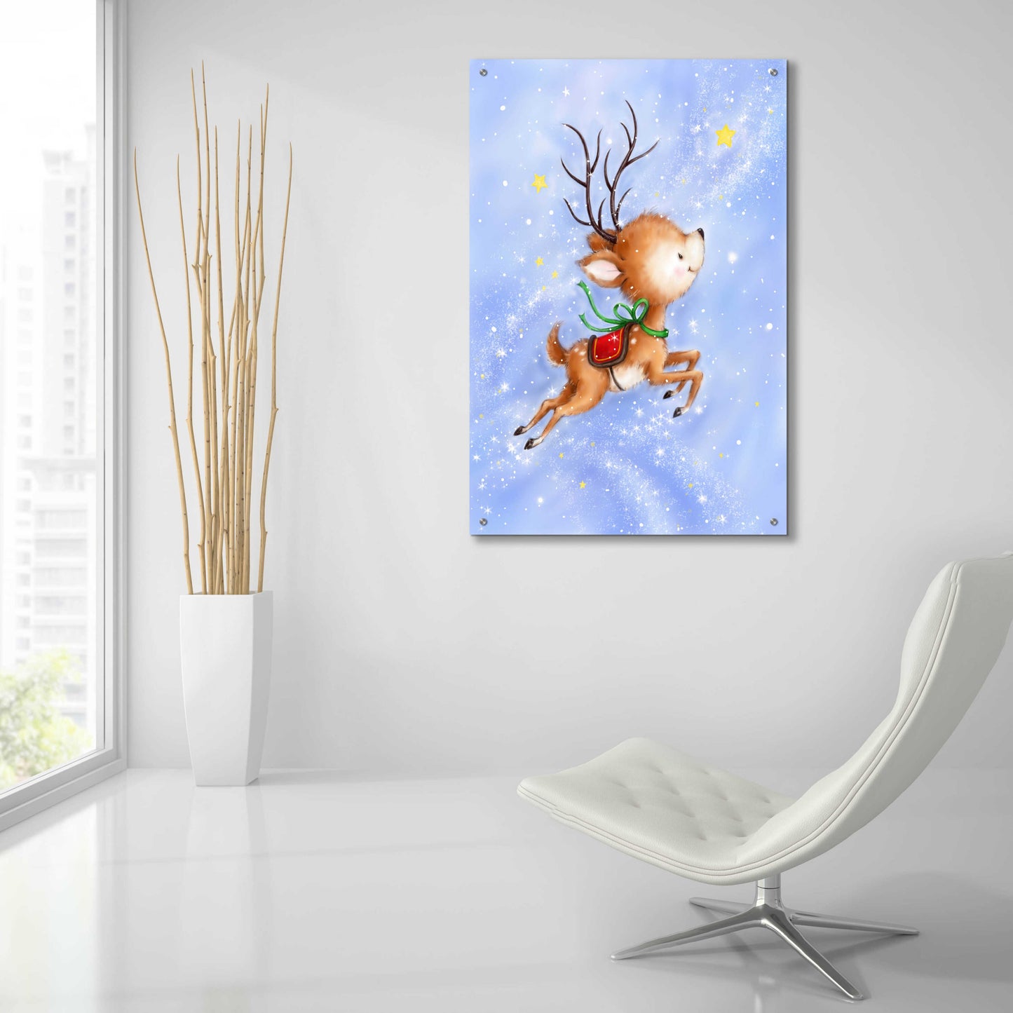Epic Art 'Flying Rudolph' by Makiko, Acrylic Glass Wall Art,24x36