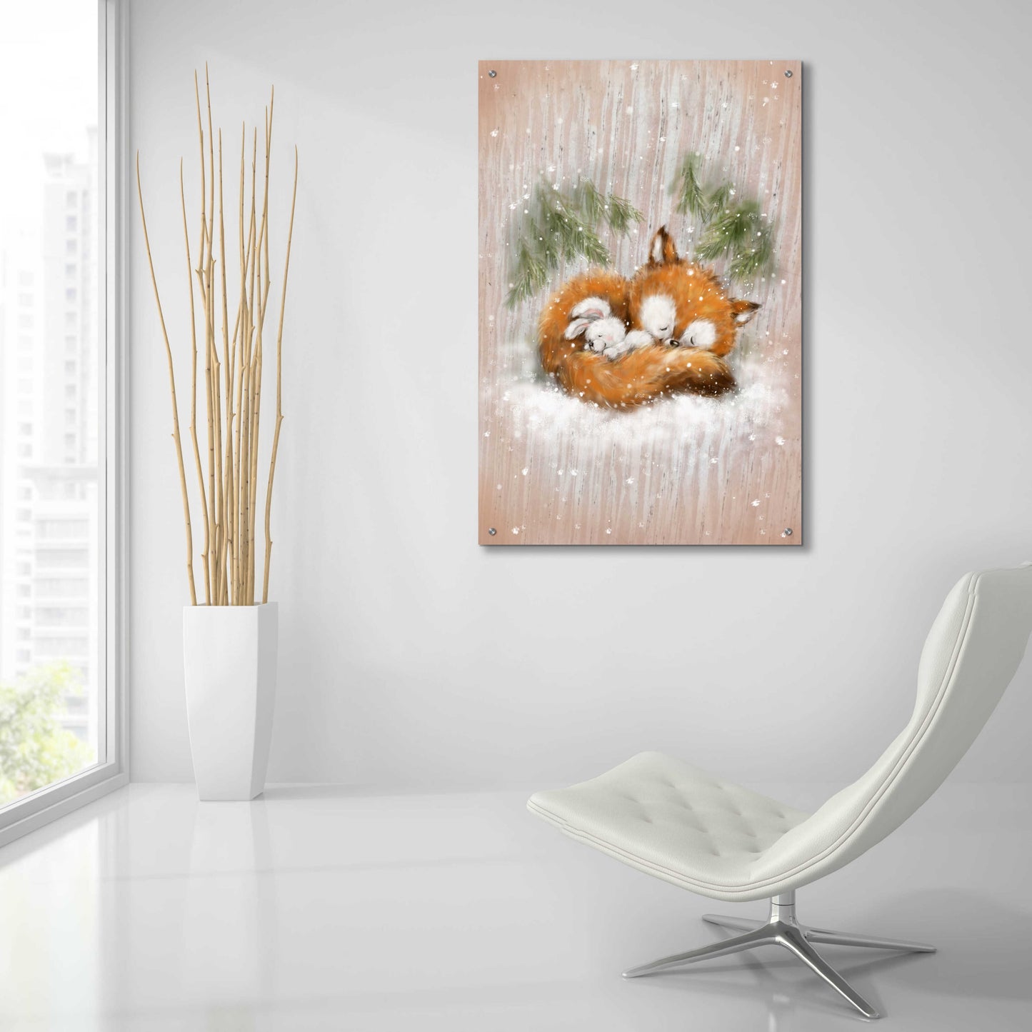 Epic Art 'Fox and Rabbit 2' by Makiko, Acrylic Glass Wall Art,24x36