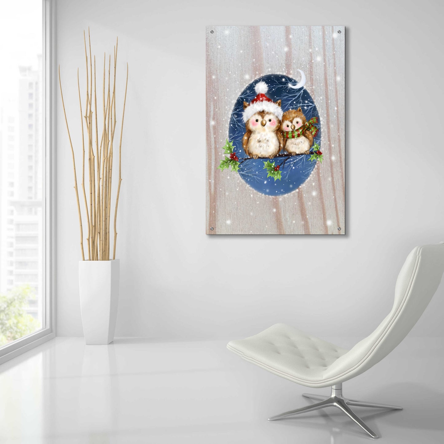 Epic Art 'Two Owls' by Makiko, Acrylic Glass Wall Art,24x36