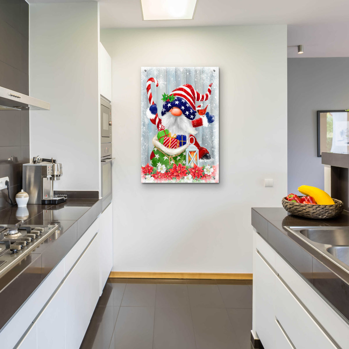 Epic Art 'American Christmas Gnome' by Makiko, Acrylic Glass Wall Art,24x36