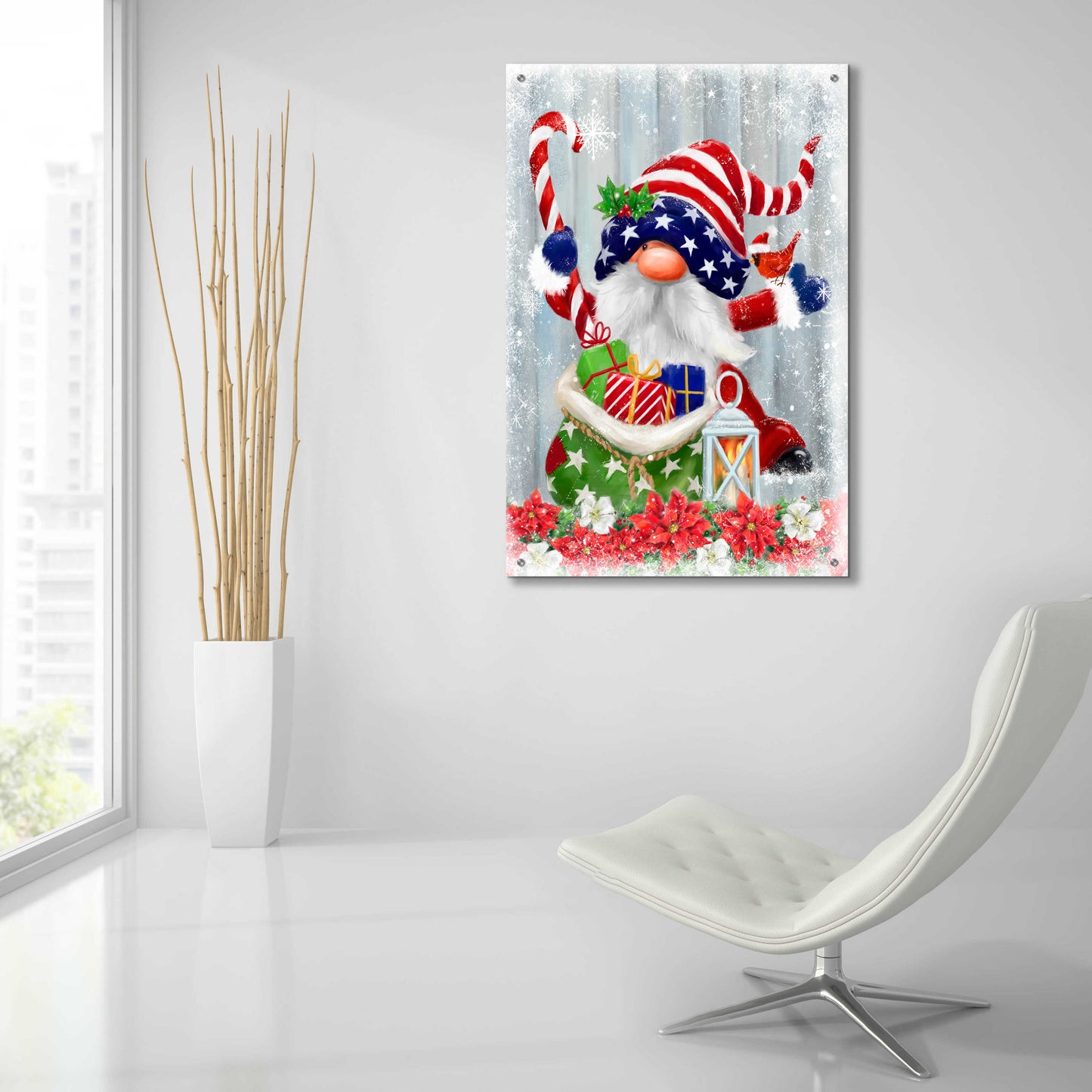 Epic Art 'American Christmas Gnome' by Makiko, Acrylic Glass Wall Art,24x36