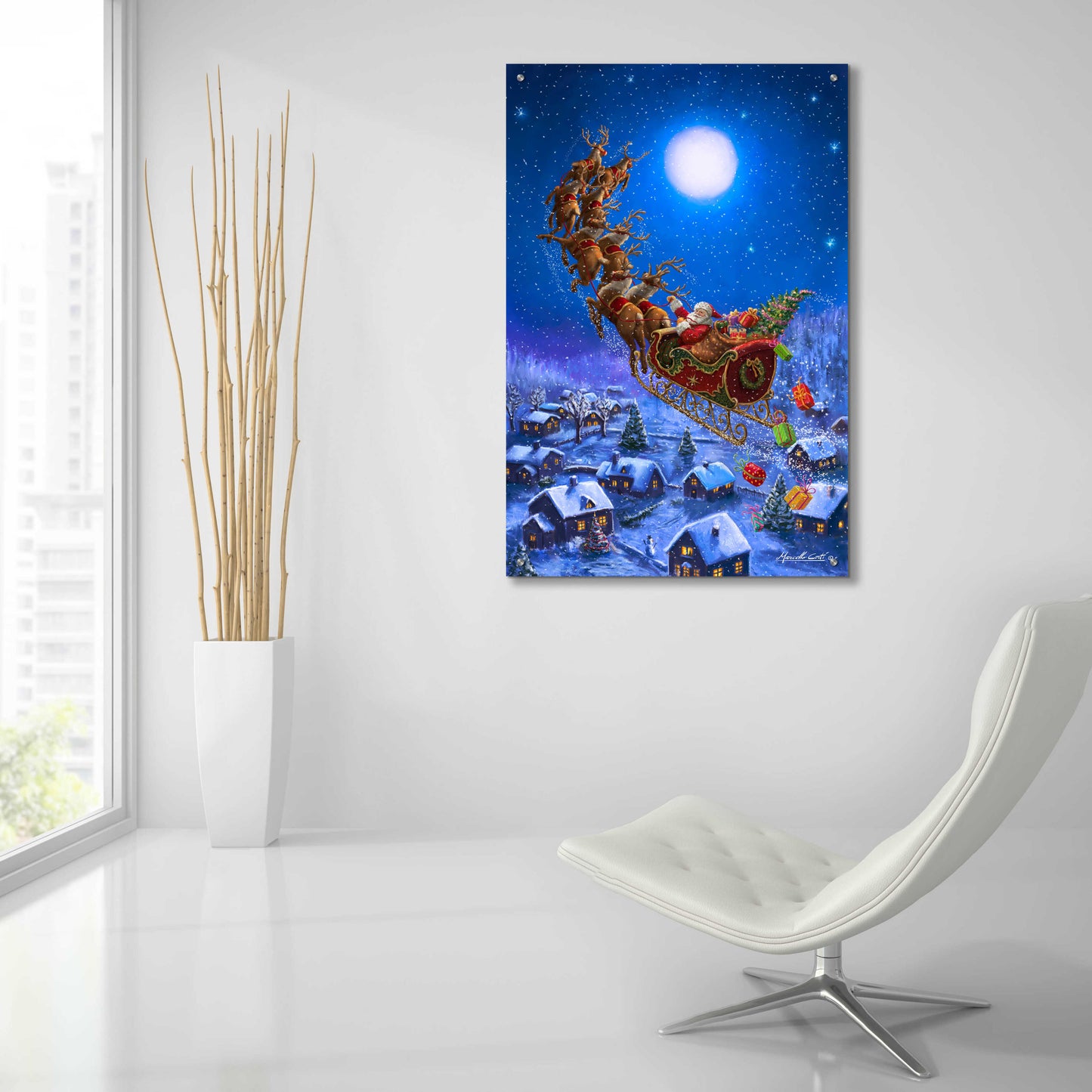 Epic Art 'Santa’s Night Ride' by Ali Corti, Acrylic Glass Wall Art,24x36