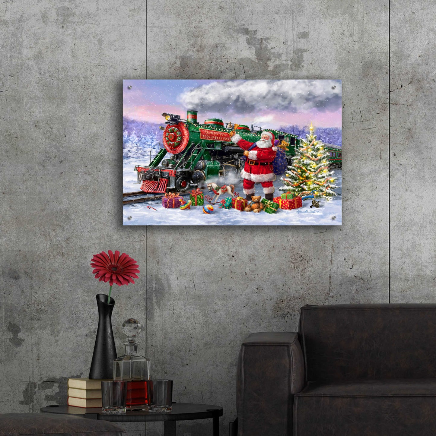Epic Art 'Santa’s Express Train' by Ali Corti, Acrylic Glass Wall Art,36x24