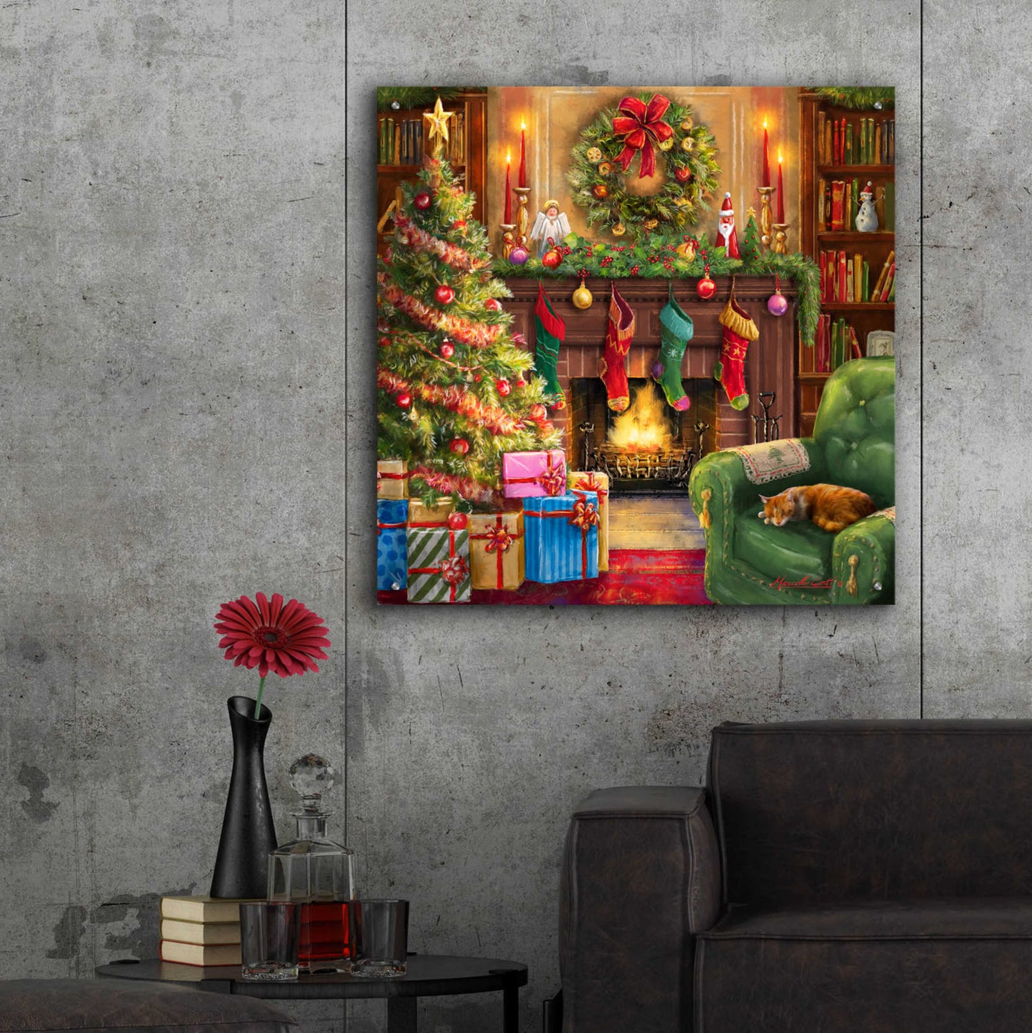 Epic Art 'Cozy Christmas Evening' by Ali Corti, Acrylic Glass Wall Art,36x36