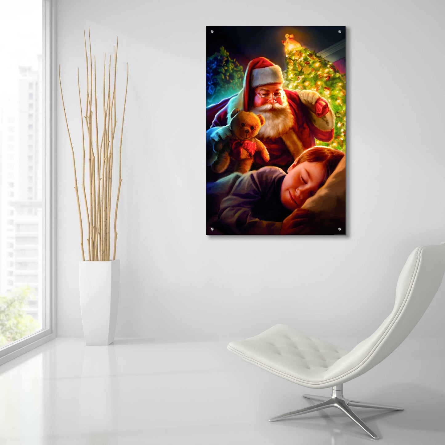 Epic Art 'Santa Teddy Bear' by JJ Brando, Acrylic Glass Wall Art,24x36