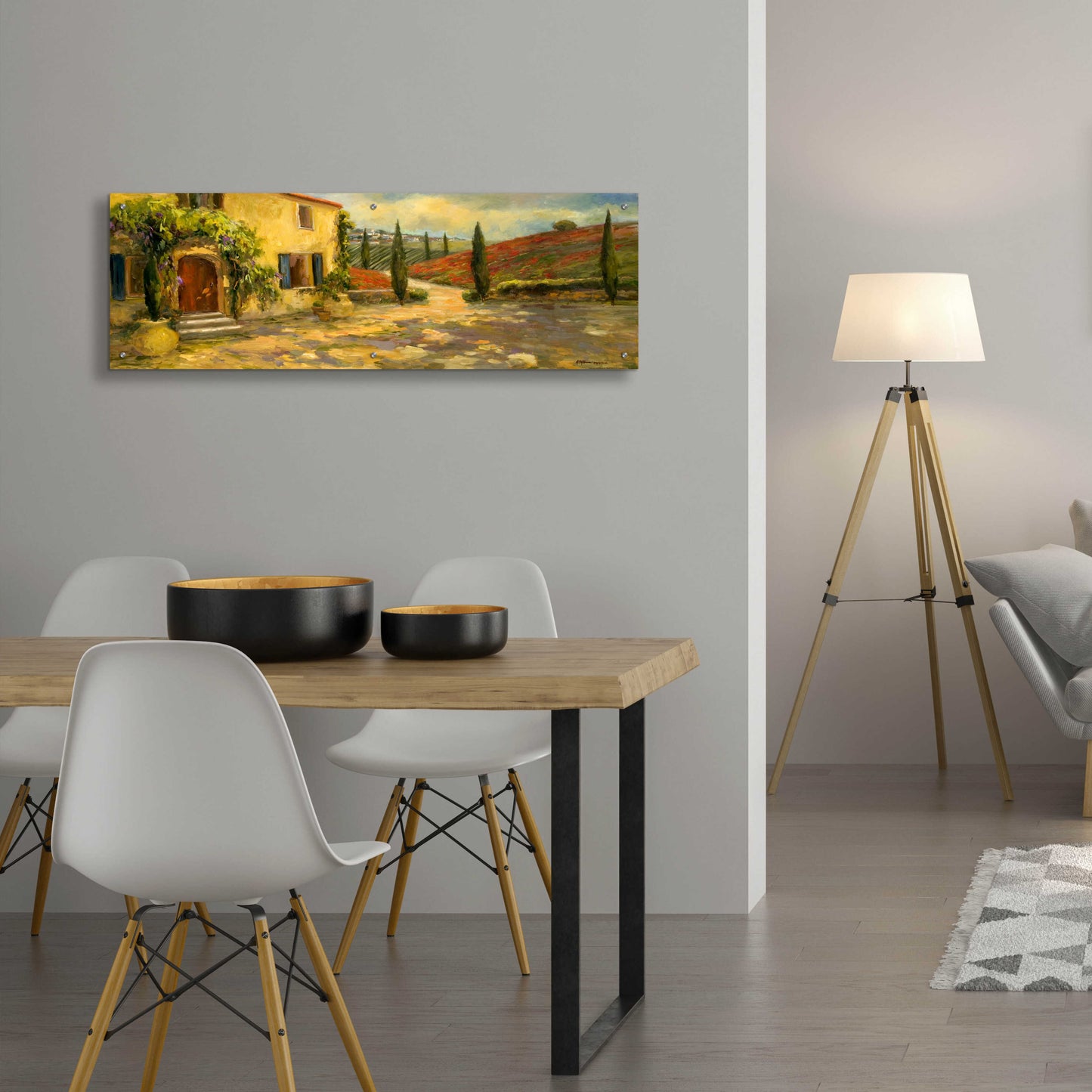 Epic Art 'Tuscan Fields' by Allayn Stevens, Acrylic Glass Wall Art,48x16