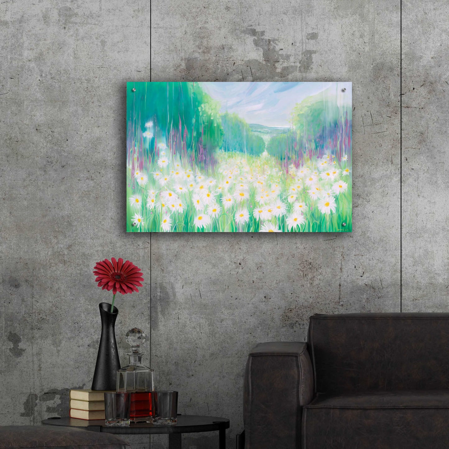 Epic Art 'Through The Daisies To The Sea' by Gill Bustamante, Acrylic Glass Wall Art,36x24
