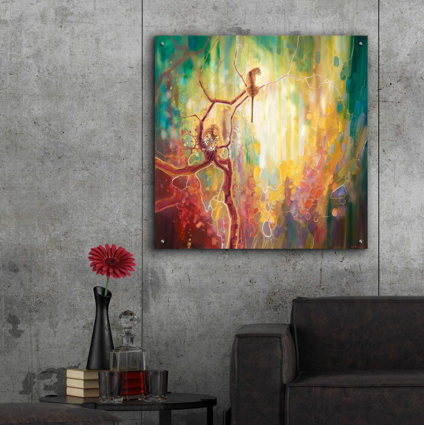 Epic Art 'Tiger Odyssey' by Gill Bustamante, Acrylic Glass Wall Art,36x36