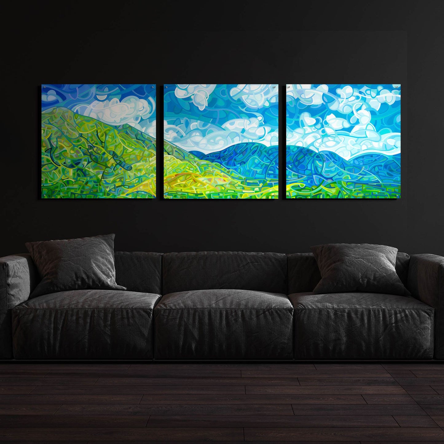 Epic Art 'Emerald Moments' by Mandy Budan, Acrylic Glass Wall Art, 3 Piece Set,108x36