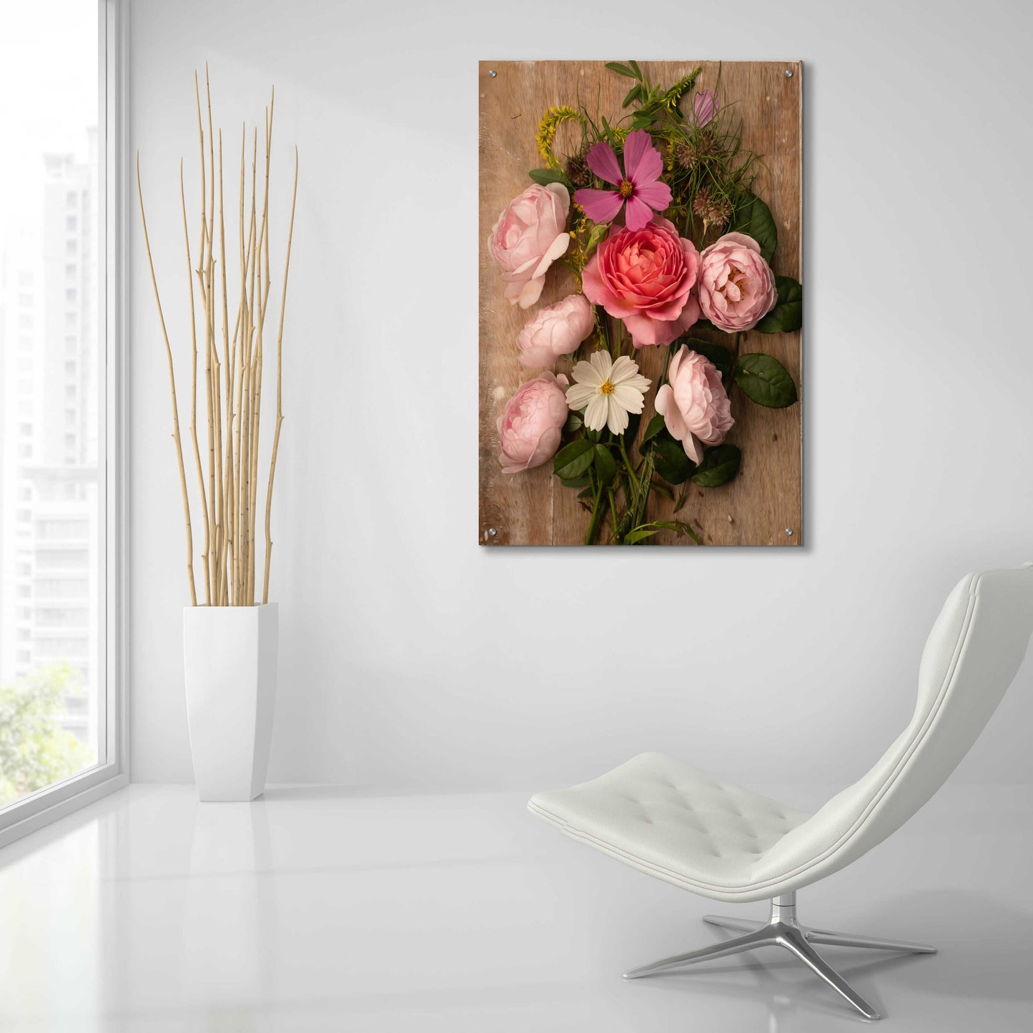 Epic Art 'Rosy Posy' by Leah McLean, Acrylic Glass Wall Art,24x36