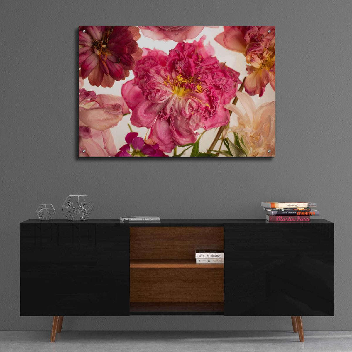 Epic Art 'Peony on White' by Leah McLean, Acrylic Glass Wall Art,36x24