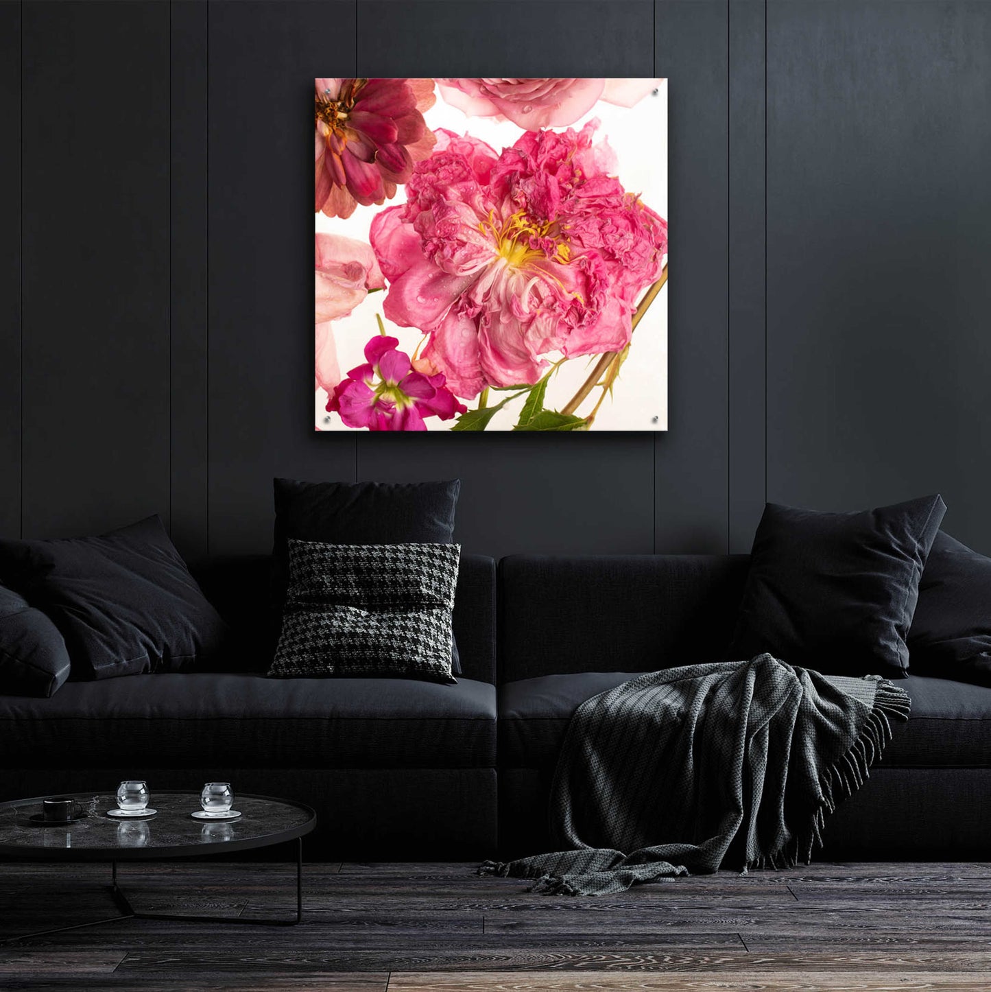 Epic Art 'Peony Dream on White' by Leah McLean, Acrylic Glass Wall Art,36x36
