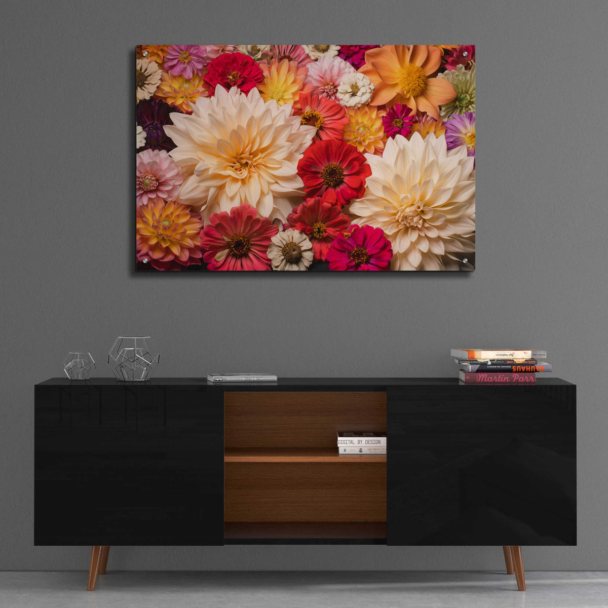 Epic Art 'Dahlia Dream Scape' by Leah McLean, Acrylic Glass Wall Art,36x24