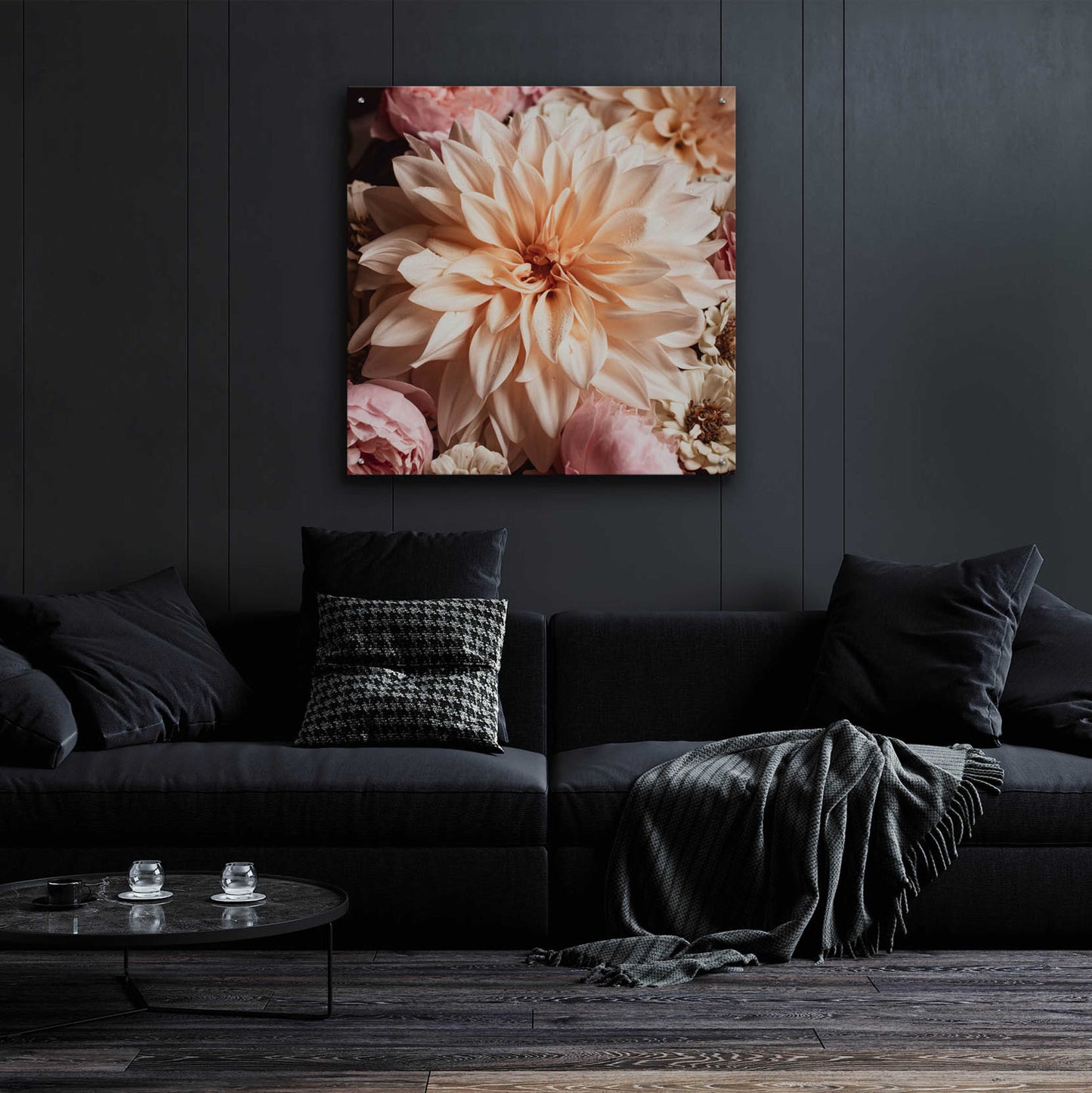 Epic Art 'Dahlia Whimsy' by Leah McLean, Acrylic Glass Wall Art,36x36