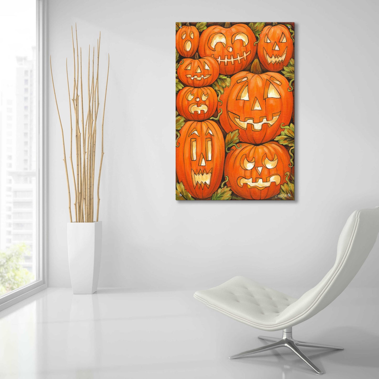 Epic Art 'Jack O Lanterns' by Cathy Horvath-Buchanan, Acrylic Glass Wall Art,24x36