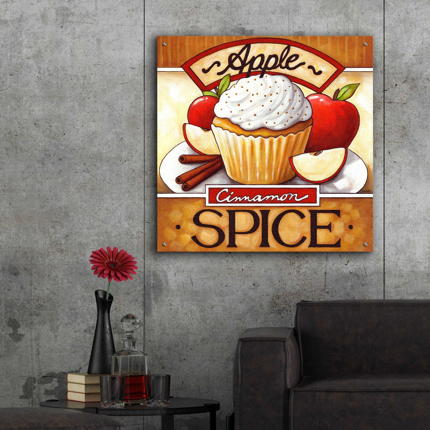 Epic Art 'Cupcake Apple Cinnamon Spice' by Cathy Horvath-Buchanan, Acrylic Glass Wall Art,36x36