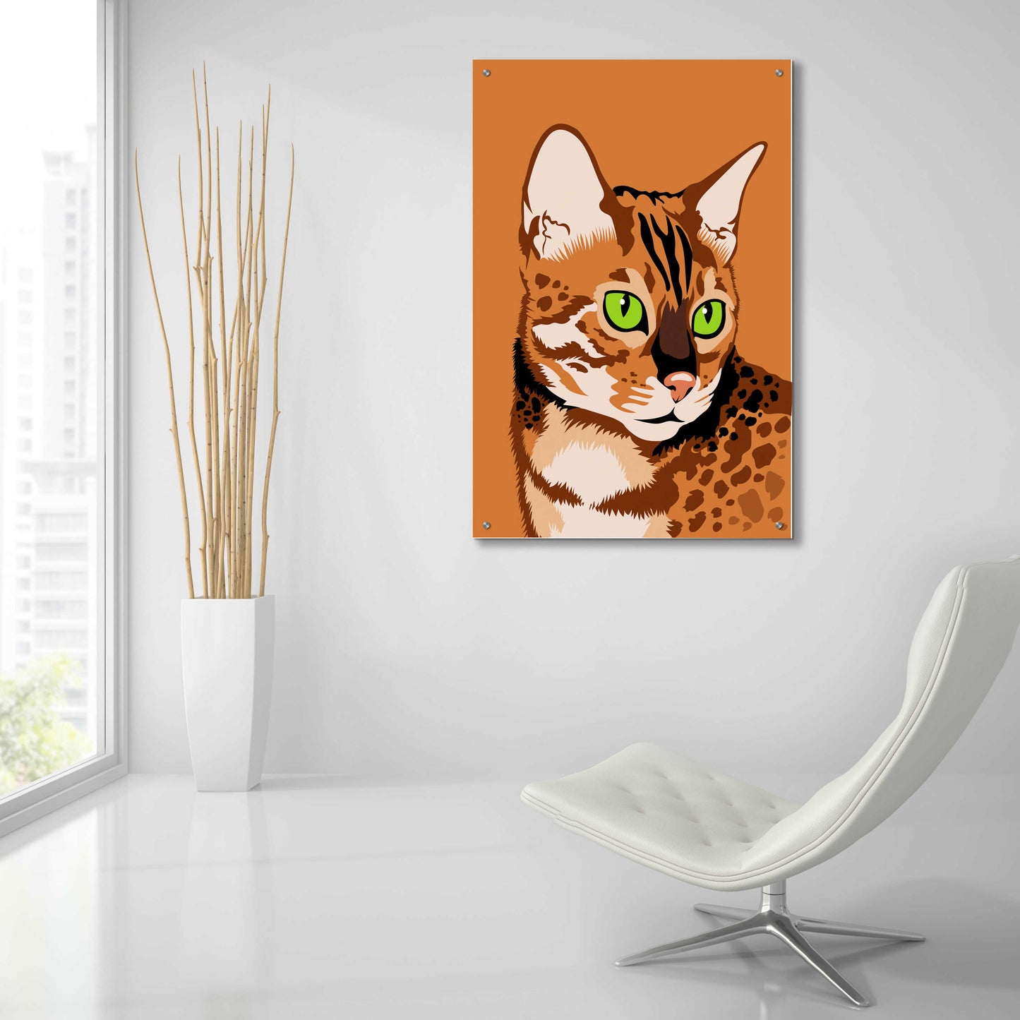 Epic Art 'Bengal Cat' by Debbie Gray, Acrylic Glass Wall Art,24x36