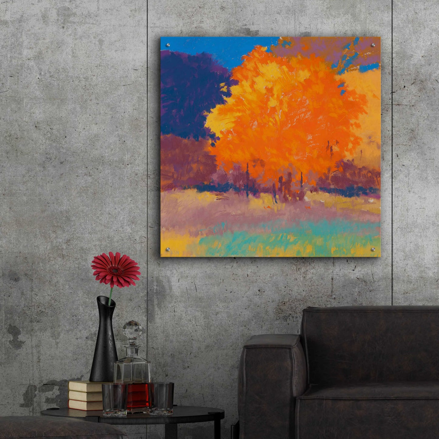 Epic Art 'Orange Maple' by Mike Kelly, Acrylic Glass Wall Art,36x36