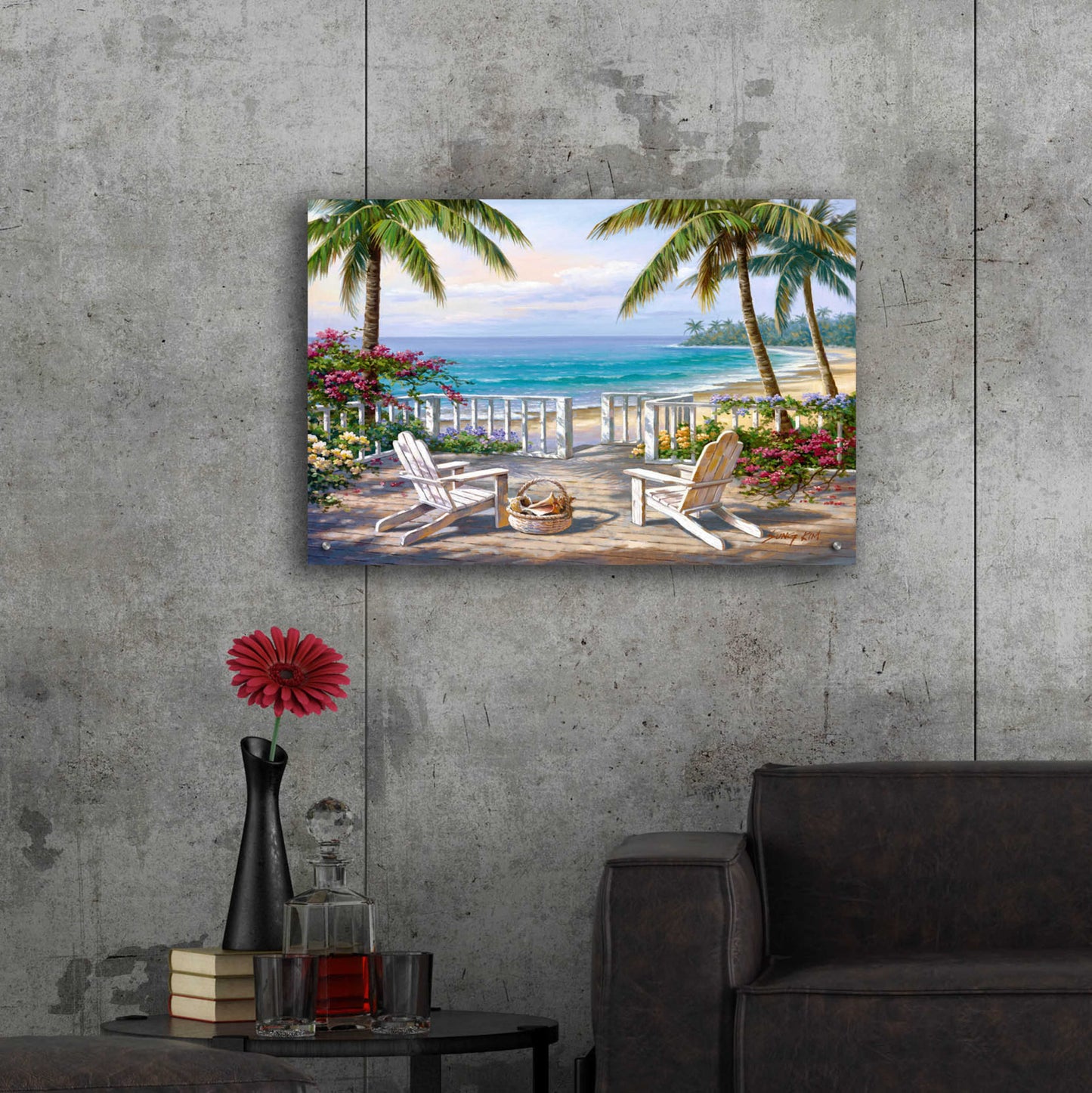 Epic Art 'Coastal View' by Sung Kim, Acrylic Glass Wall Art,36x24