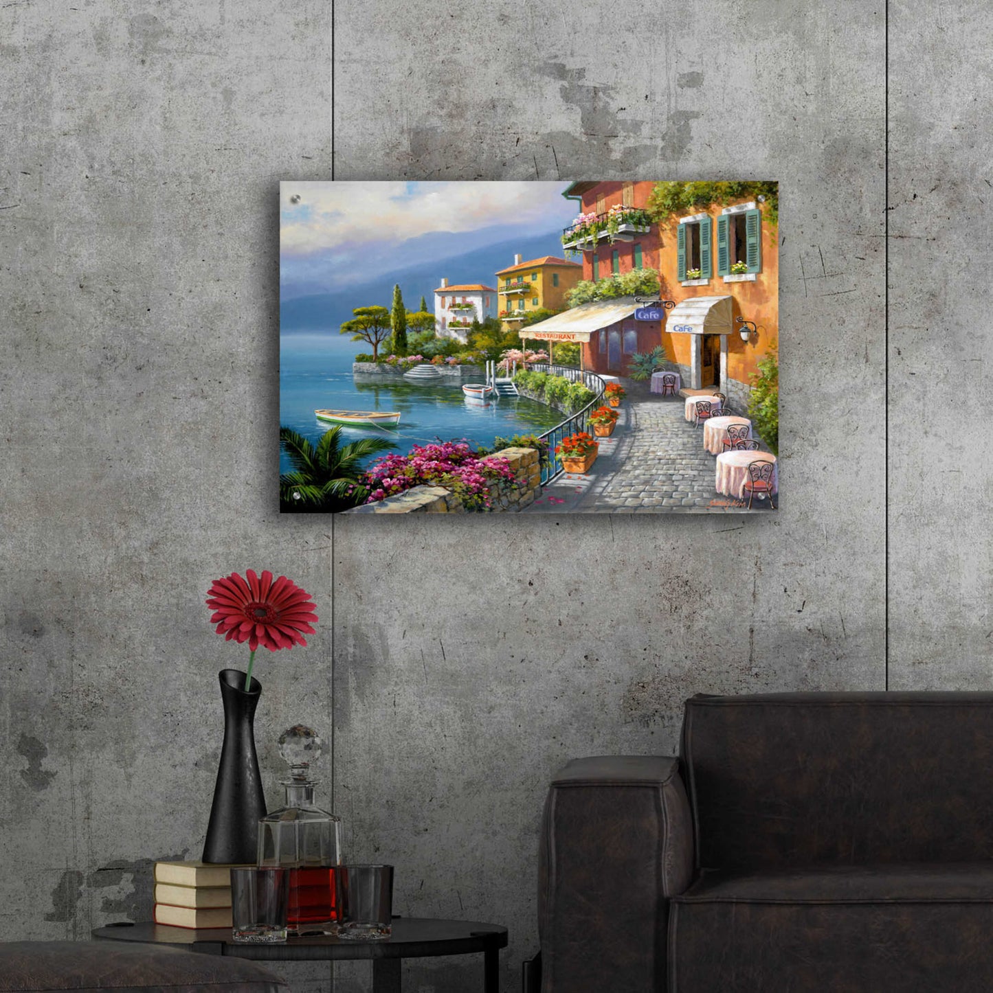 Epic Art 'Seaside Bistro Café' by Sung Kim, Acrylic Glass Wall Art,36x24