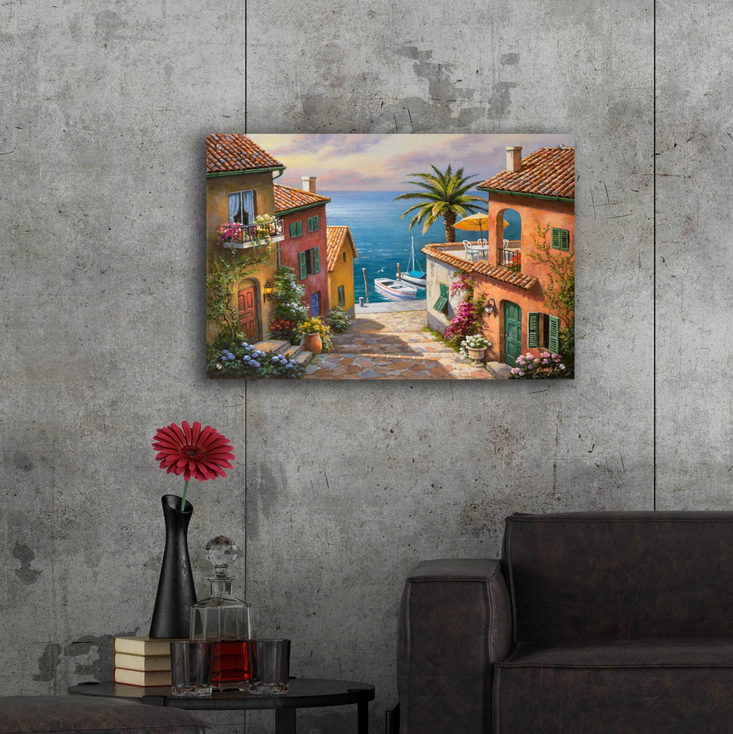 Epic Art 'The Villa’s Private Dock' by Sung Kim, Acrylic Glass Wall Art,36x24