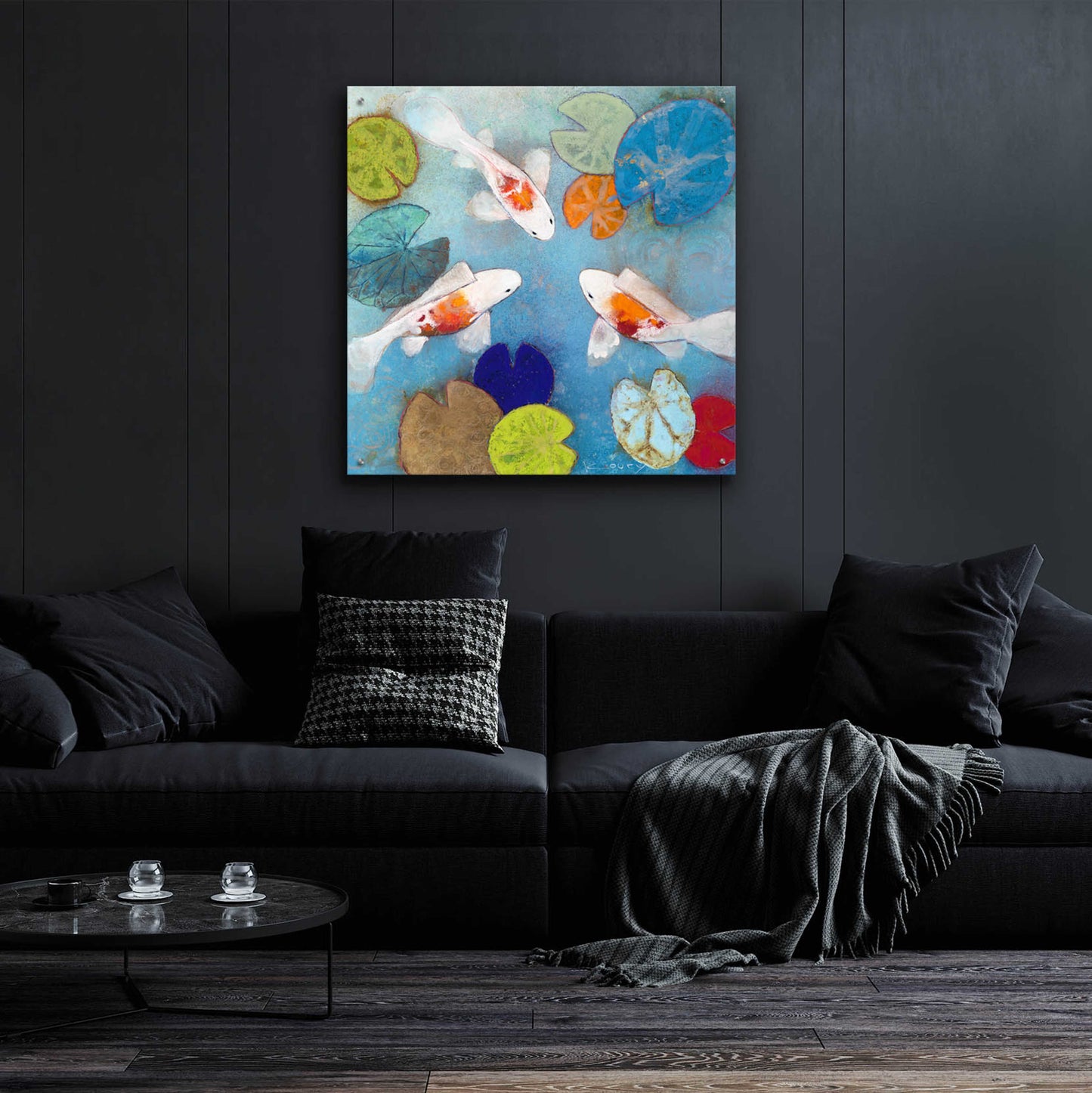 Epic Art 'Koi 2' by Aleah Koury, Acrylic Glass Wall Art,36x36