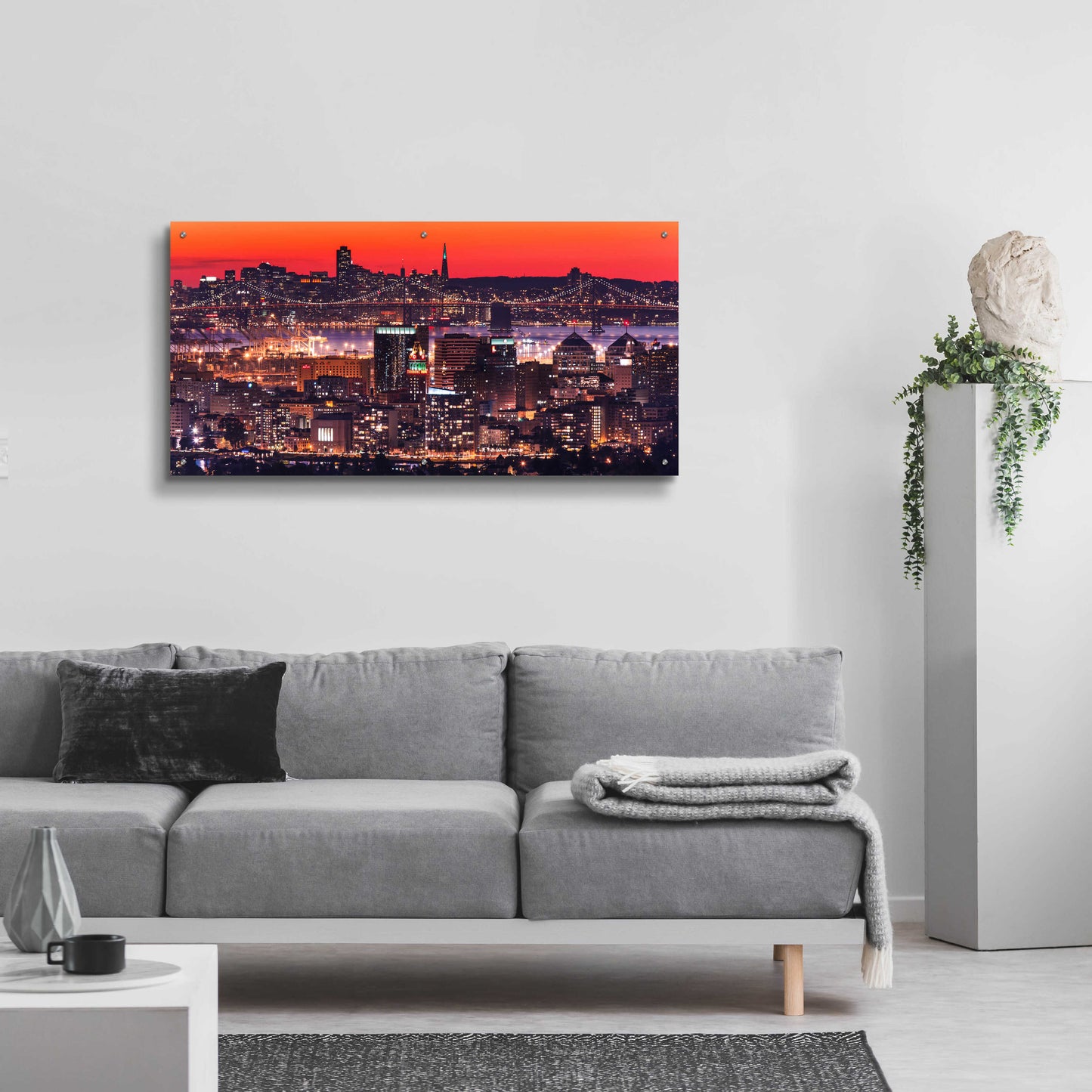 Epic Art 'Oakland SF Twilight' by Greg Linhares, Acrylic Glass Wall Art,48x24