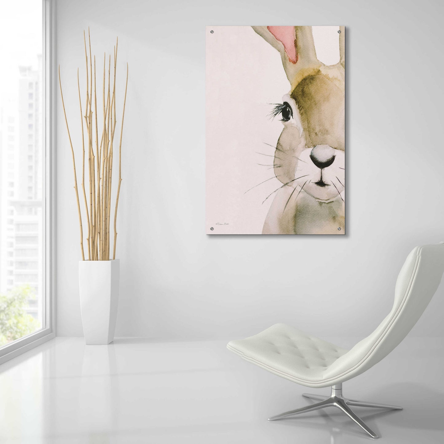 Epic Art 'Peeking Bunny' by Susan Ball, Acrylic Glass Wall Art,24x36