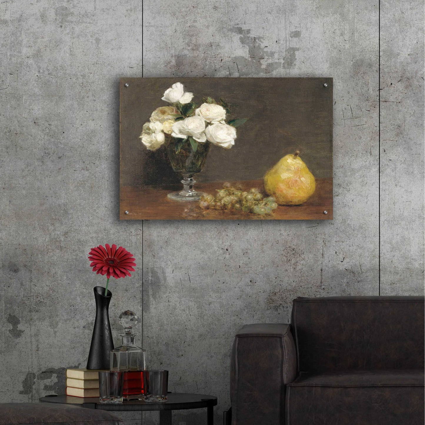 Epic Art 'White Roses And Fruit' by Stellar Design Studio, Acrylic Glass Wall Art,36x24