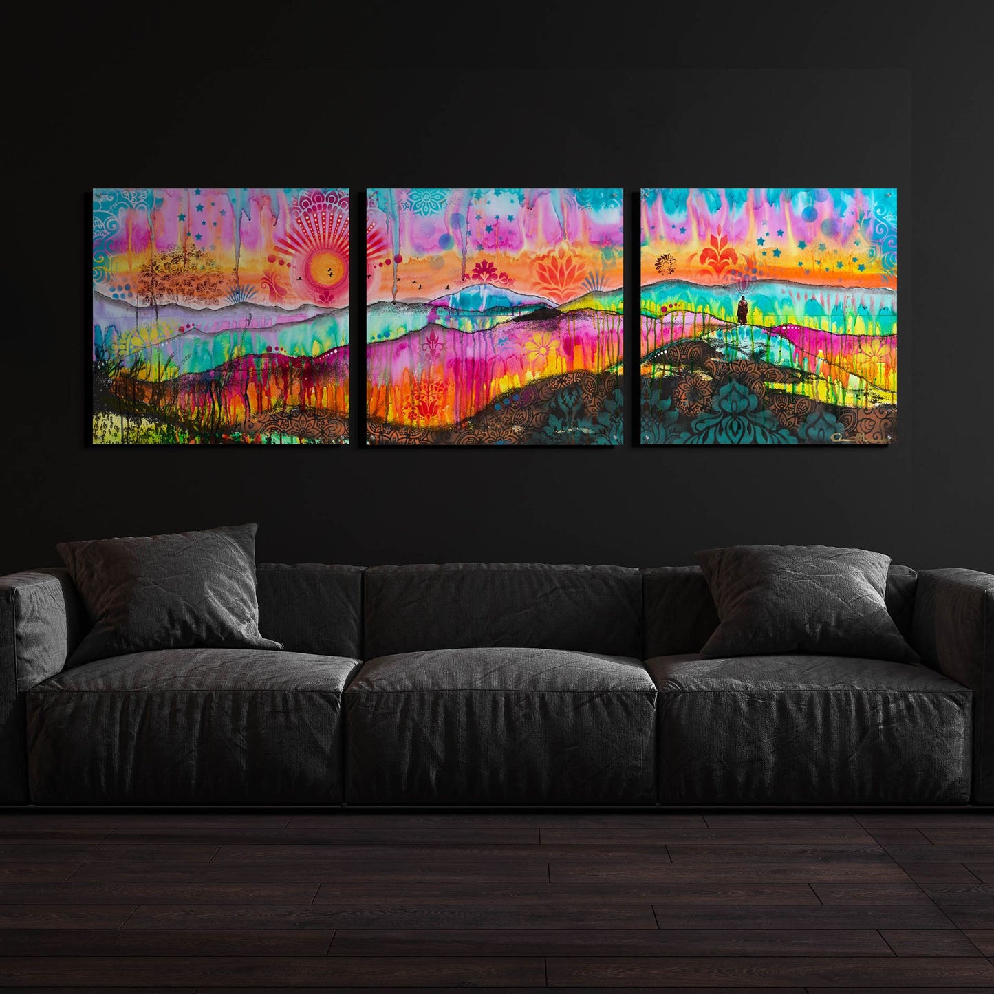 Epic Art 'The Wandering Monk' by Dean Russo, Acrylic Glass Wall Art, 3 Piece Set,108x36