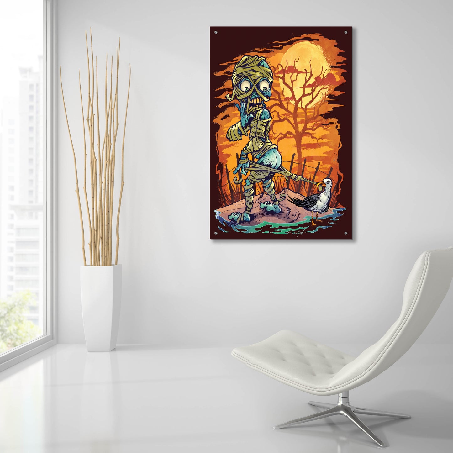 Epic Art 'Halloween At The Beach - Mummy' by Flyland Designs, Acrylic Glass Wall Art,24x36