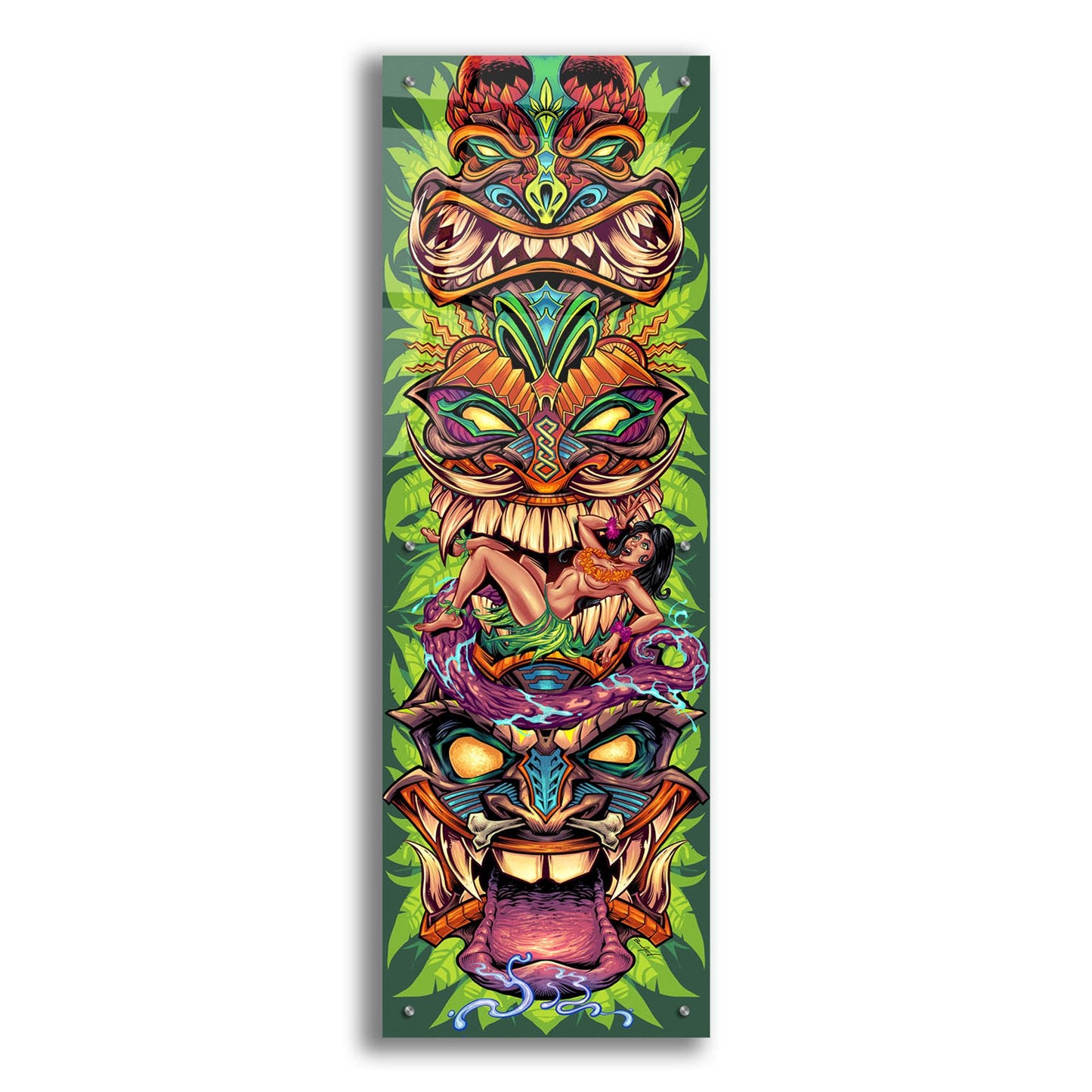 Epic Art 'Tiki Totem Skateboard' by Flyland Designs, Acrylic Glass Wall Art