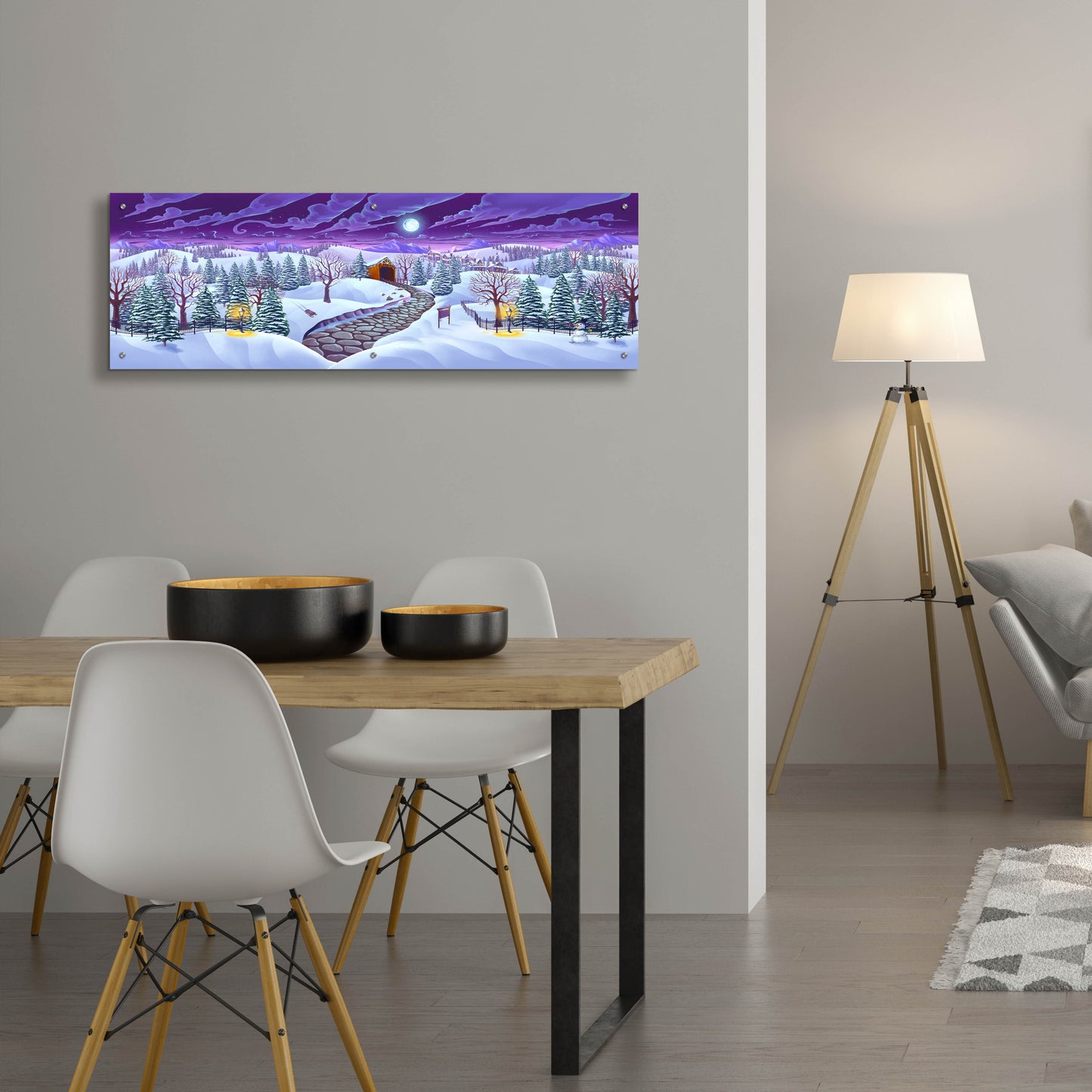 Epic Art 'Christmas Woods' by Flyland Designs, Acrylic Glass Wall Art,48x16