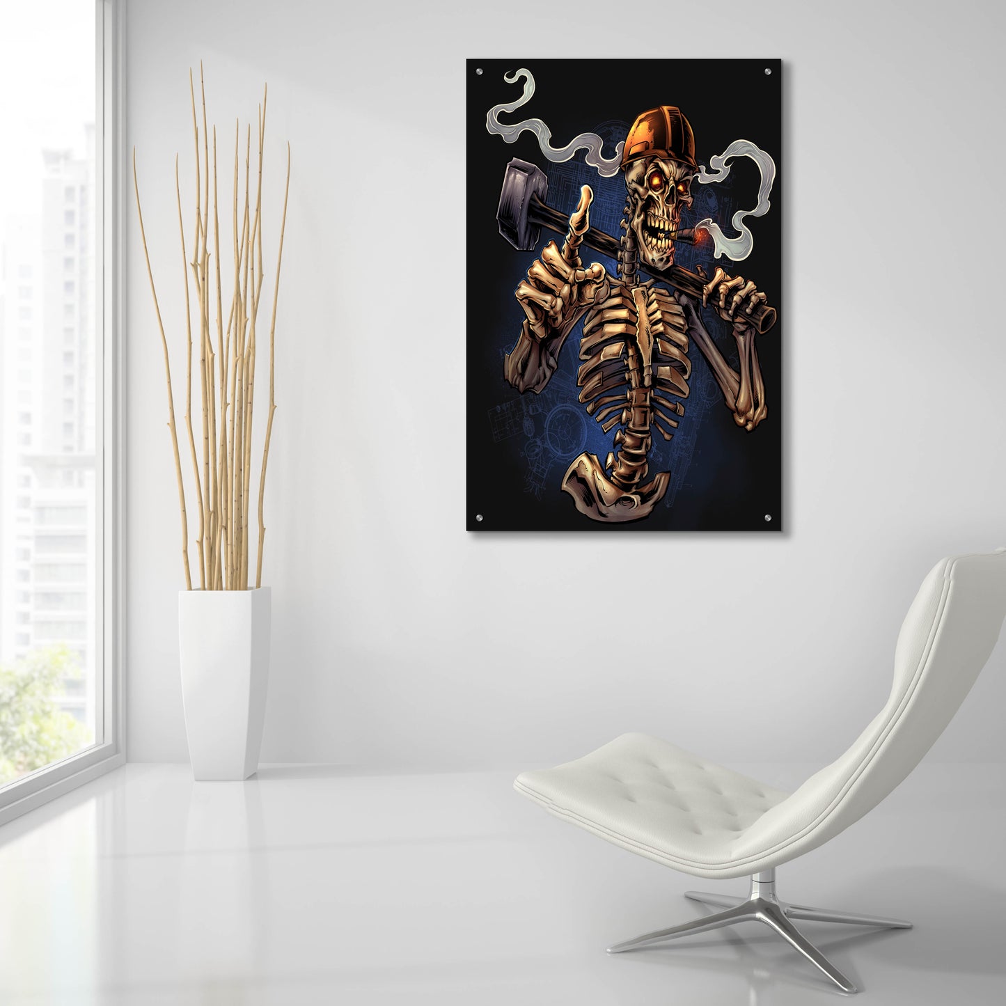 Epic Art 'Sledgehammer Skeleton Licensing' by Flyland Designs, Acrylic Glass Wall Art,24x36