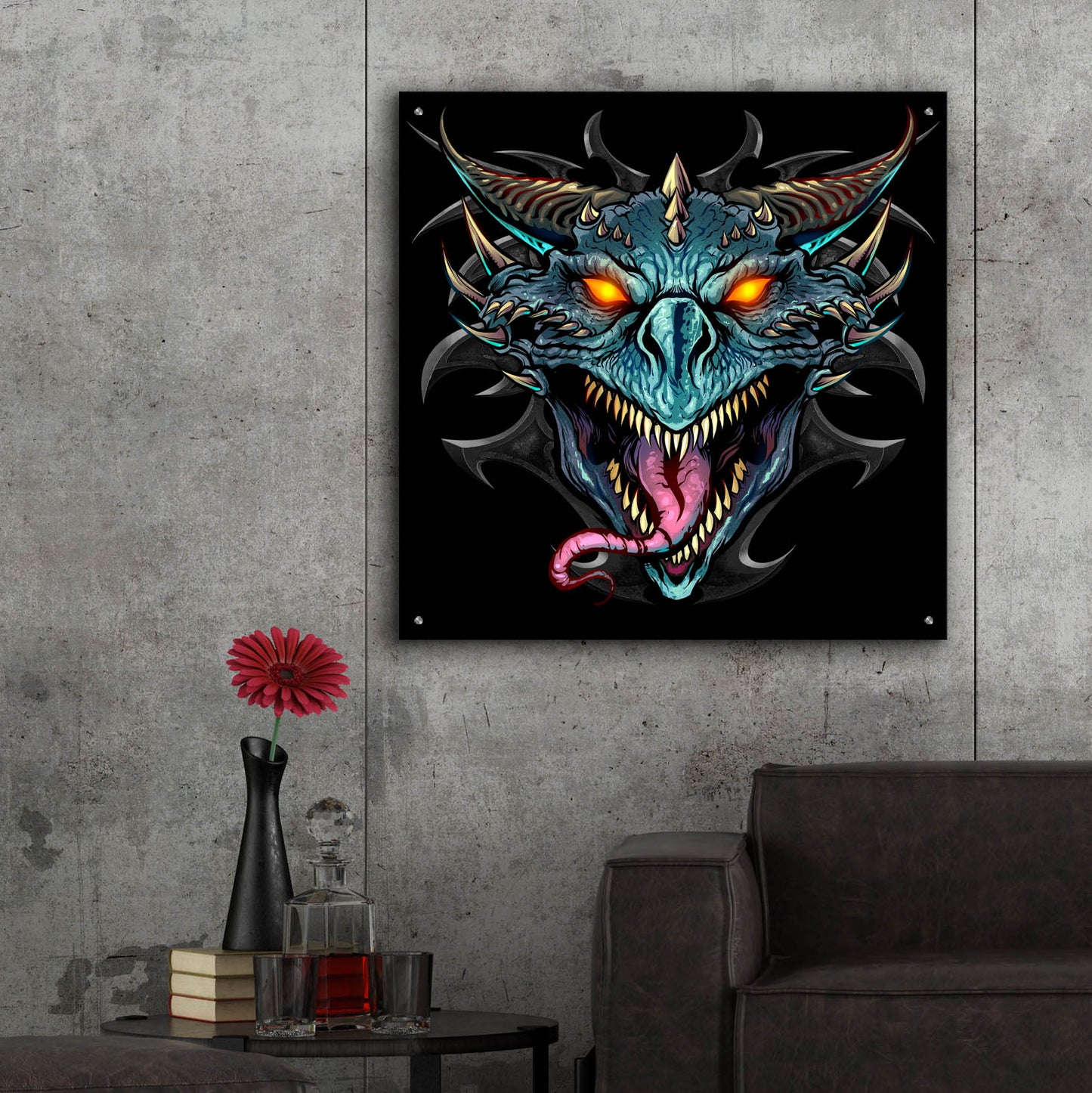Epic Art 'Dragon Head' by Flyland Designs, Acrylic Glass Wall Art,36x36