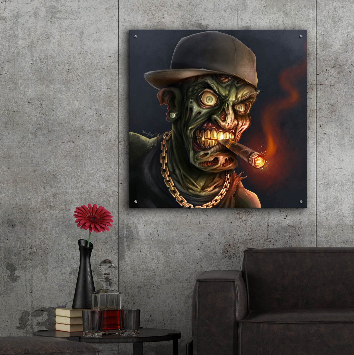 Epic Art 'Gangster Hip-Hop Zombie' by Flyland Designs, Acrylic Glass Wall Art,36x36